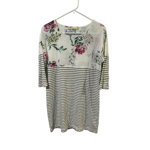 Joules Size US 6‎ Floral Striped 3/4 Sleeve Dress